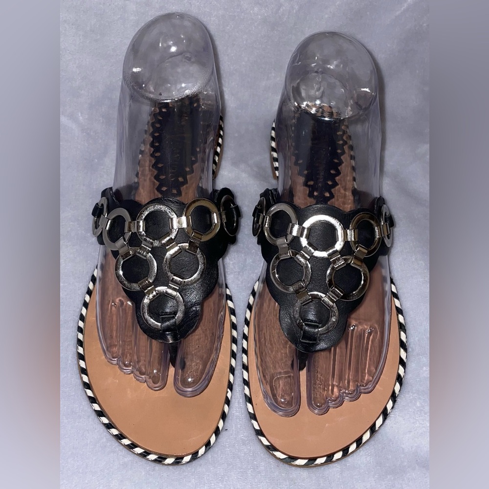 Vince Camuto Women’s Black/Silver Flip Flop Sandals Made In Brazil Size 6.5